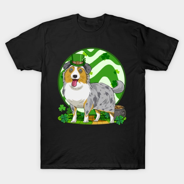 Australian Shepherd Dog St Patricks Day Leprechaun T-Shirt by Noseking